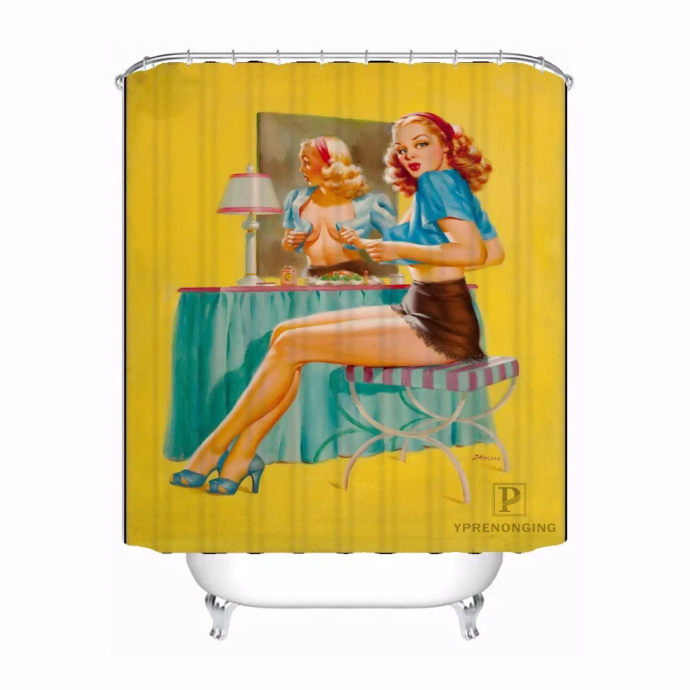 

Bath Curtain For Bathroom Custom Pin Up Gril with Car Home Decor Shower Curtain Waterproof Fabric Hooks #180417-01-65