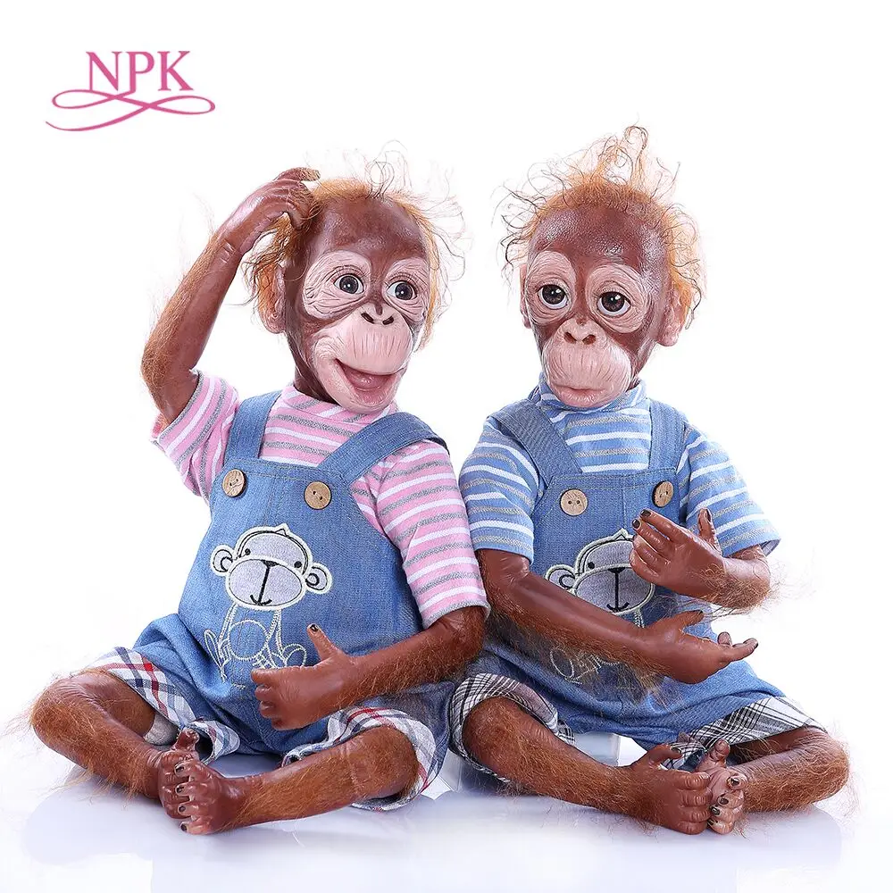

52CM Reborn Monkey Doll Lifelike Orangutan Handmade Soft Silicone Newborn Baby Dolls Flexible Collectible Art Doll Toys For Girl