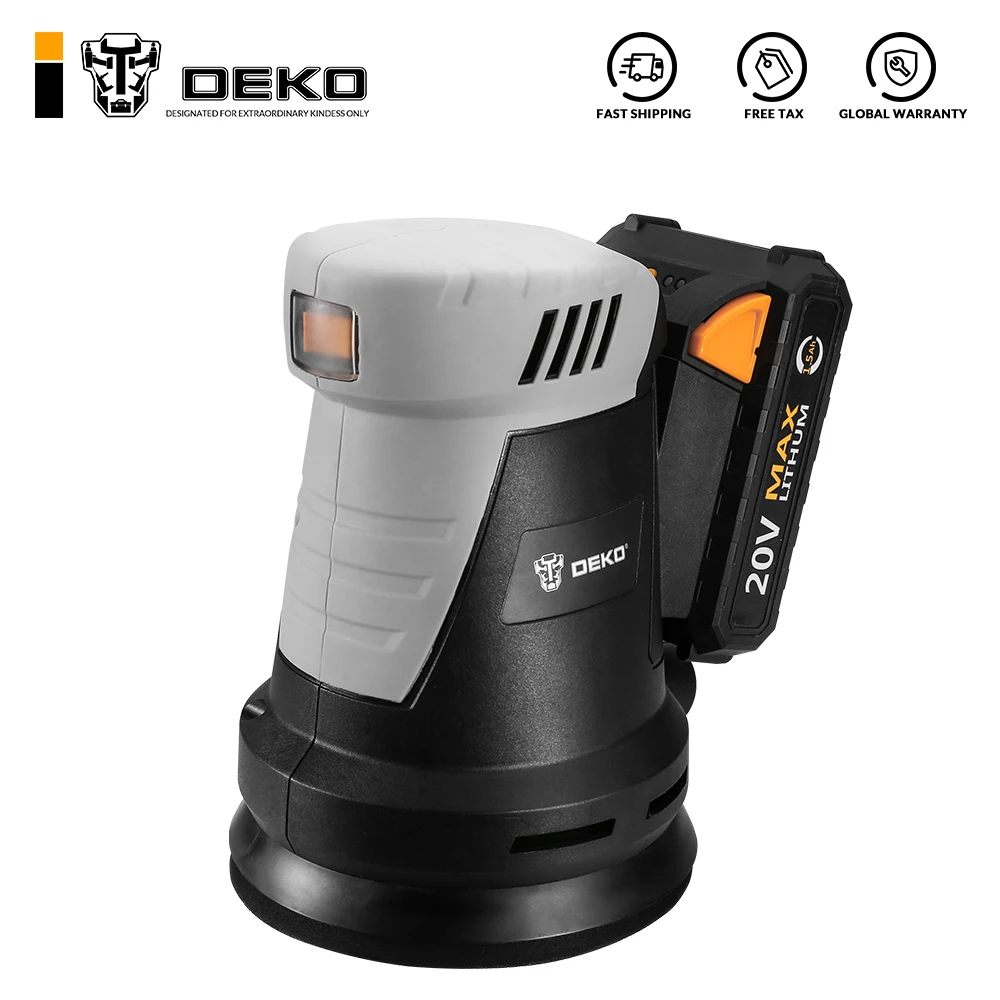DEKO 20V Беспроводная рандомная фотобумага с наждачной бумагой литий ионная батарея