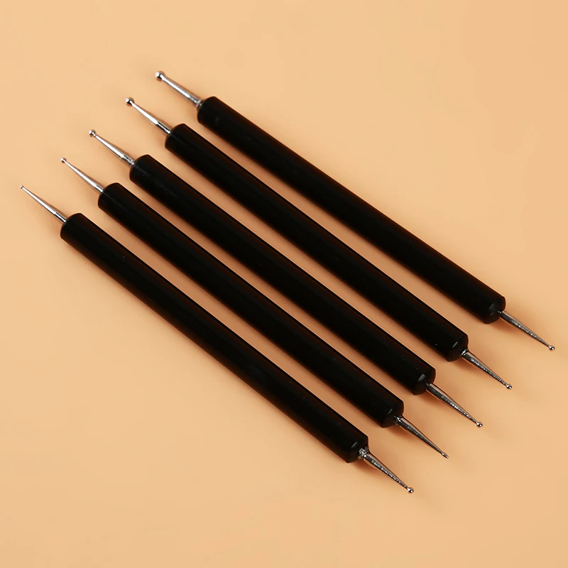 5PCS/Pack Solid Color Indentation Pen New Double Head Carving Sculpture Sculpting Tools Art Craft Pottery Clay Dolls Tools - Цвет: Black