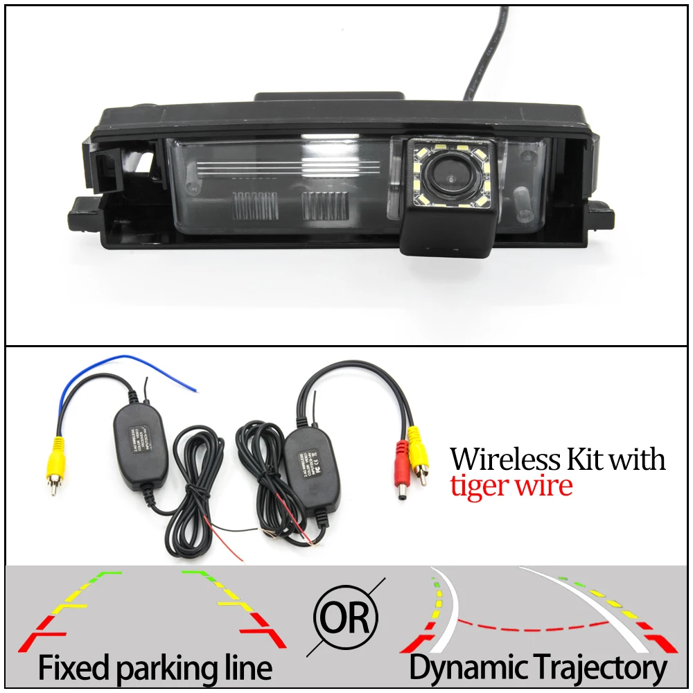 Фиксированная или динамическая траектория Автомобильная камера заднего вида для Toyota iQ/Scion iQ/Aston Martin Cygnet 2008~ RAV4 XA30/XA20 автомобильный монитор - Название цвета: 12LED And Wireless