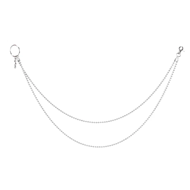 Hot Metal Beads Key Chain Wallet Chain Street Ring Pendant Silver Rock HipHop Punk Key Ring Hook Biker Trousers Waist Link Belt