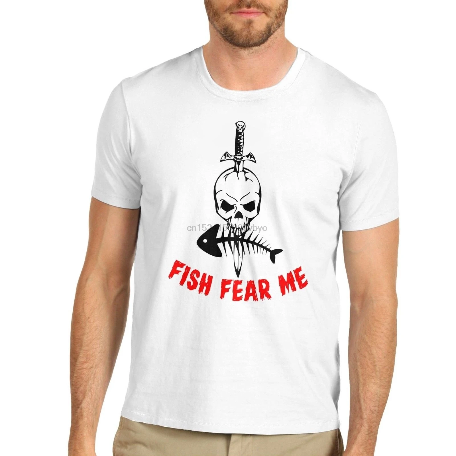 Мужская футболка с черепом Fish Fear Me | одежда