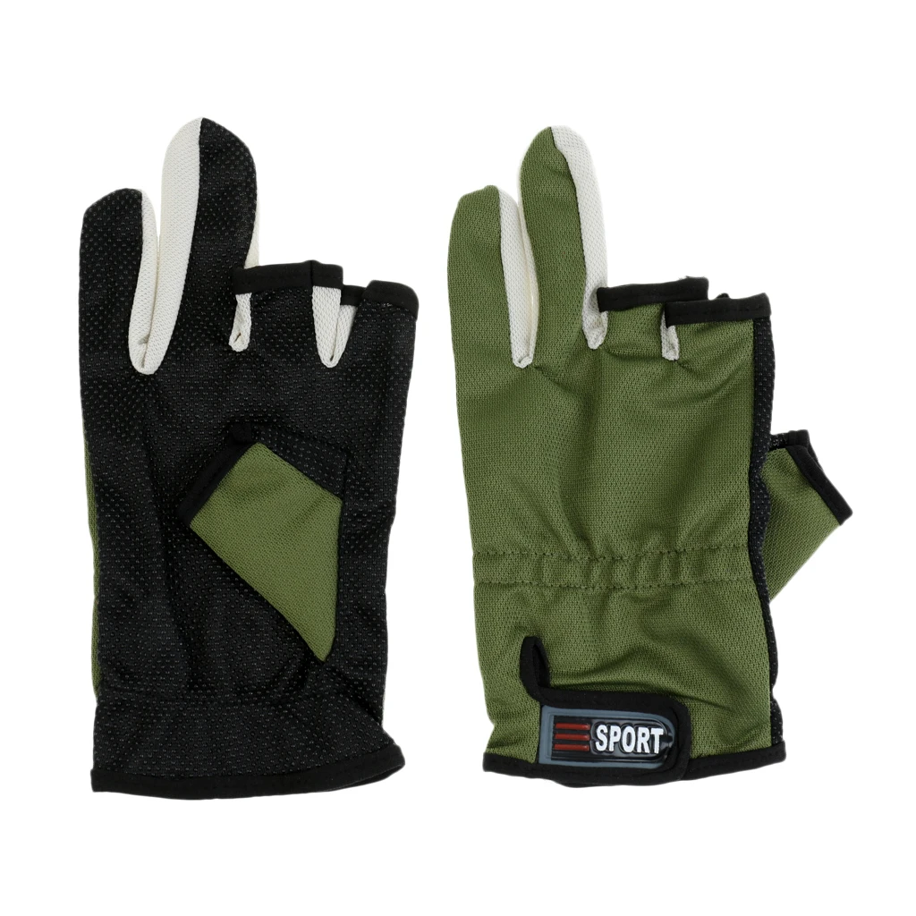 1 Pair Anti Slip 3 Low Cut Finger Fishing Gloves With Adjustable Wrist Strap Fishing Gloves for Fishing Camping 
