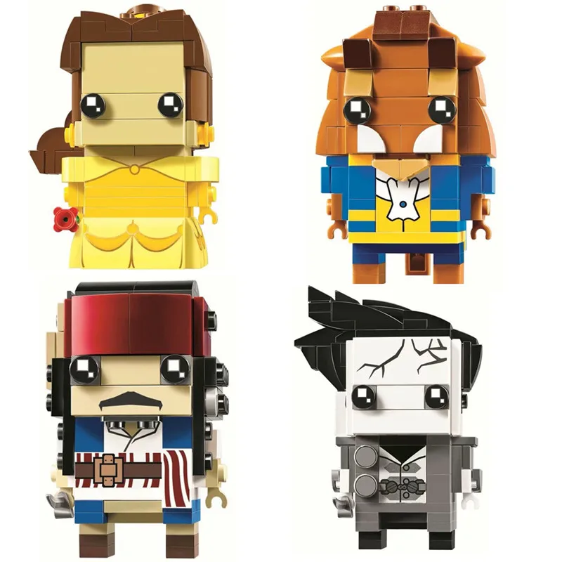 

2019 Brickheadz Pirates Of The Caribbean Captain Jack Sparrow Beauty And The Beast Princess Bell Building Blocks Bricks Kits Toy