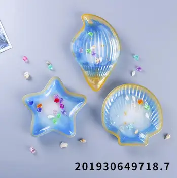 

New arrival!Glue drop Thress Kinds Starfish conch shell Dishes silicone mold