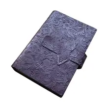 Vintage Cowhide Leather Travel Journal Notebook A5 Diary Embossed Flower Notepad(China)