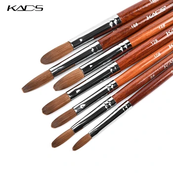 

Acrylic Nail Art Brush Crimped Kolinsky Sable Pen Round Flat Head Red Wood Brush Nails Art Brushes For Manicure UV Gel Builder