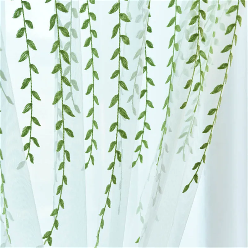 Тюлевые шторы с вышивкой в виде листьев, тюлевые шторы для гостиной, занавески на окна с зеленым растительным деревом для кухни, домашний декор, 438#2 - Цвет: Tree Tulle