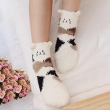 3 пары, женские повседневные флисовые Носки с объемным рисунком животных, Осень-зима, толстые теплые носки, CUN 668