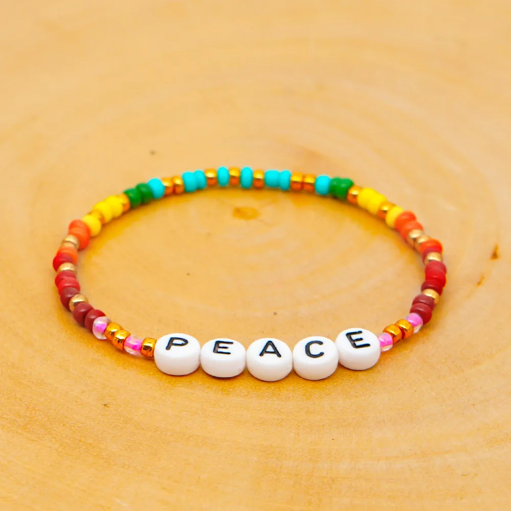 Peace Multicolored Letter Bracelet