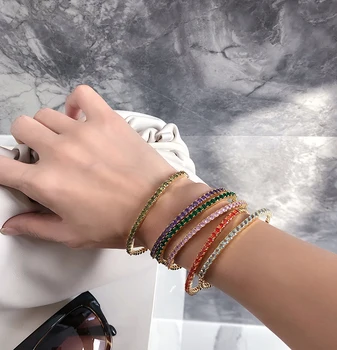 

Rainbow single row bright opening mix and match women wearing bangle