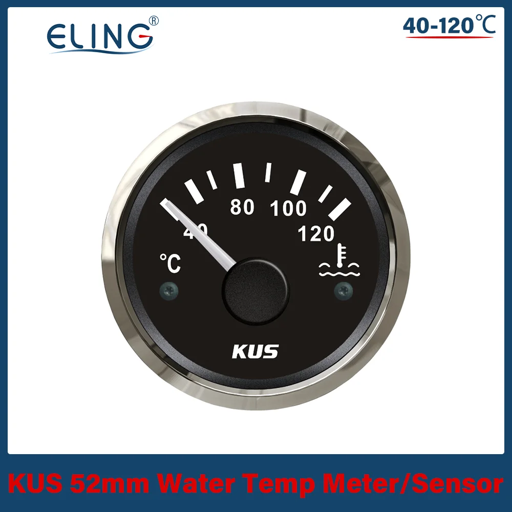 KUS 범용 수온 게이지, 자동차 보트 온도 측정기, 적색 황색광 온도 센서, M10, M12, M18, 1/4-18NPT, 40-120 ℃, 52mm, 9-32V