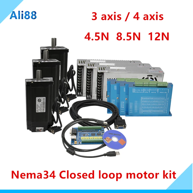 Комплект двигателя с замкнутым циклом Nema 34: двигатель 4 5n 8 12N + Гибридный