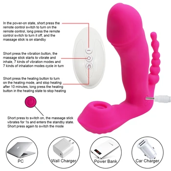 3 IN 1 Sucking Vibrator Sucker Anal Vagina Clitoris Stimulator 7 Modes Vibrating Wearable Oral Suction Erotic Sex Toys for Women 3