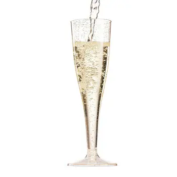 

5 Champagne Flutes 190ml Plastic Glasses Party Reusable And Disposable Glass