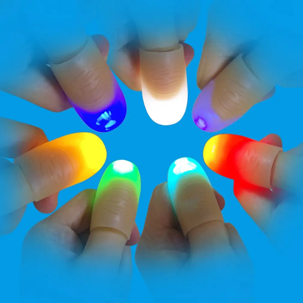 2 Pcs/ Pair Thumbs Led Light up Toys Kids Magic Trick Props Funny Flashing Fingers Fantastic Glow Toys Children Luminous Gifts