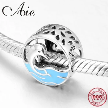 

New Fashion Shark surffing 925 Sterling Silver Blue Enamel beads Fit Original Pandora Charm Bracelet Jewelry making