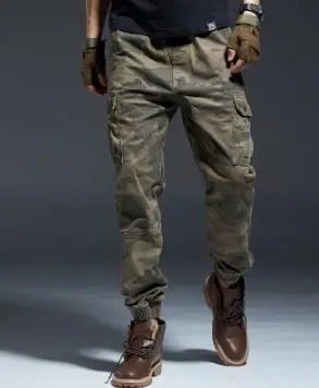 Мужские камуфляжные брюки-карго, повседневные мужские мешковатые брюки до лодыжки, брюки размера плюс XXL, мужские зимние брюки - Color: Camouflage Yellow