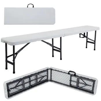 

6' Portable Plastic In/Outdoor Picnic Party Camping Dining Folding Bench Off-white US warehouse support dropshipping