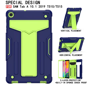 

Full Protection Tablet Back Cover For Samsung Galaxy Tab A 10.1" 2019 SM-T510 T515 Stand With Pen Slots Silicon Funda Case