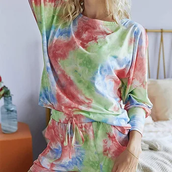

Two Piece Tie Dye Sets Womens Outfits Summer Casual Wide Pajamas Matching Sets Lounge Wear Pockets 2020 Trendy Clothes For Women