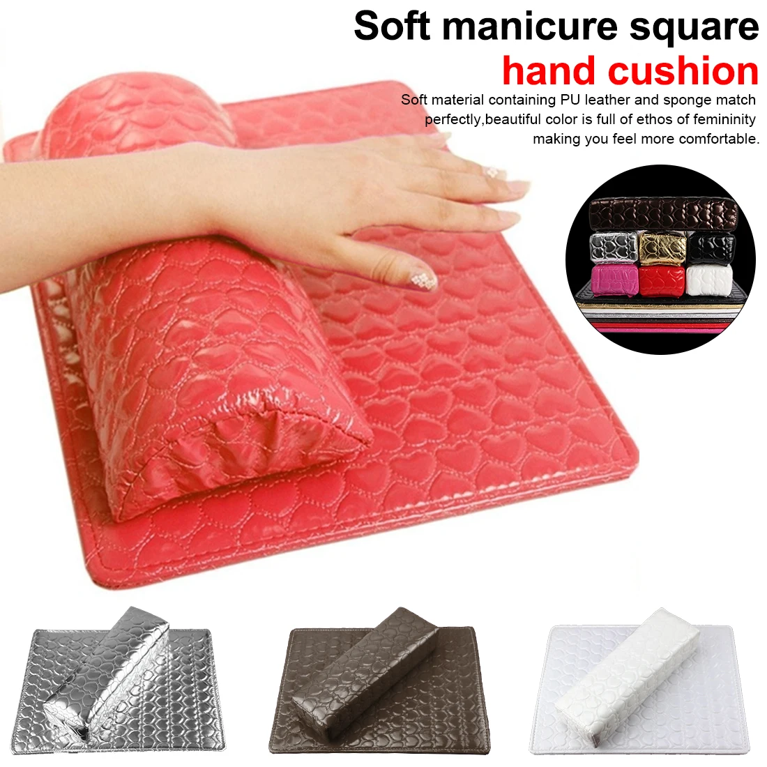 

New PU Rectangle Leather Soft Hand Cushion Pillow And Pad Rest Nail Art Arm Rest Holder Manicure Nail Art Accessories