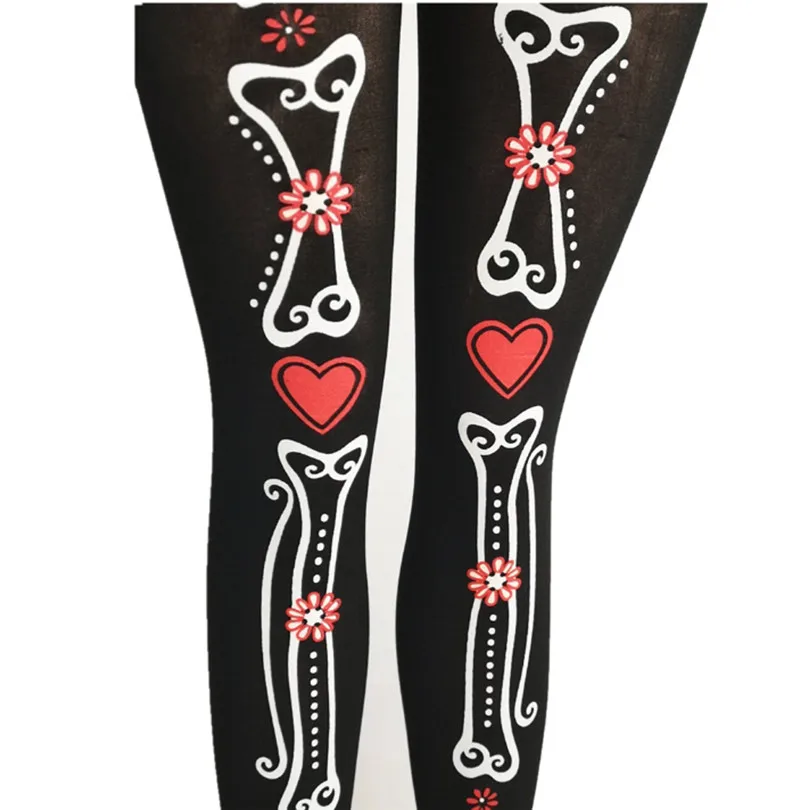 Skull Printed Pantyhose Women Sexy Halloween Fishnet Stockings Nine-cent Pantyhose Stockings Fashion Calcetines 30SEP41