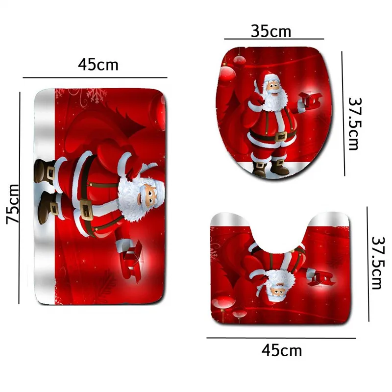 Рождественская серия Artstic 3D тканевая душевая занавеска для ванной комнаты Набор Туалетных покрытий декоративные коврики для ванной комнаты Комплект ковров нескользящий коврик для ванной