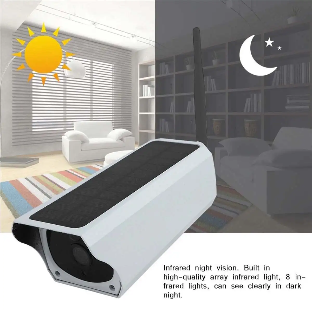  Solar WiFi IP Camera 1080P HD Outdoor Charging Battery Wireless Security Camera PIR Motion Detectio