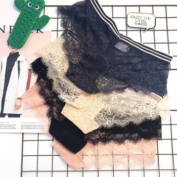 

exports of pure black skin, naked stripes, transparent and sexy lace, low-waist ladies'triangular underwear