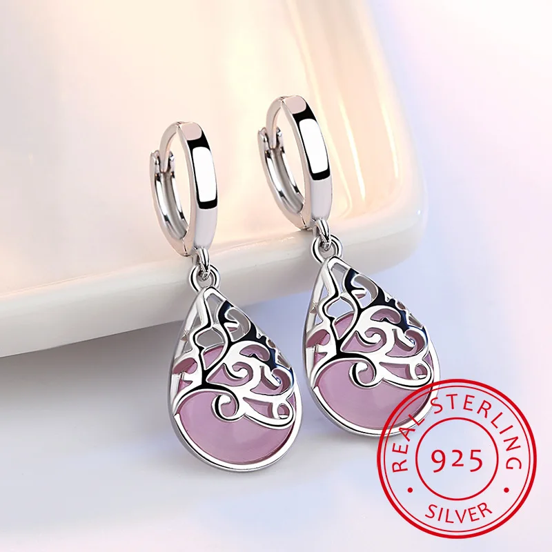Silver Earrings Silver Stud Earrings Womens Earrings Trendy Opal Stone Flower 925 Sterling Silver Ladies Stud Earrings Original Jewelry For Women Anti Allergy