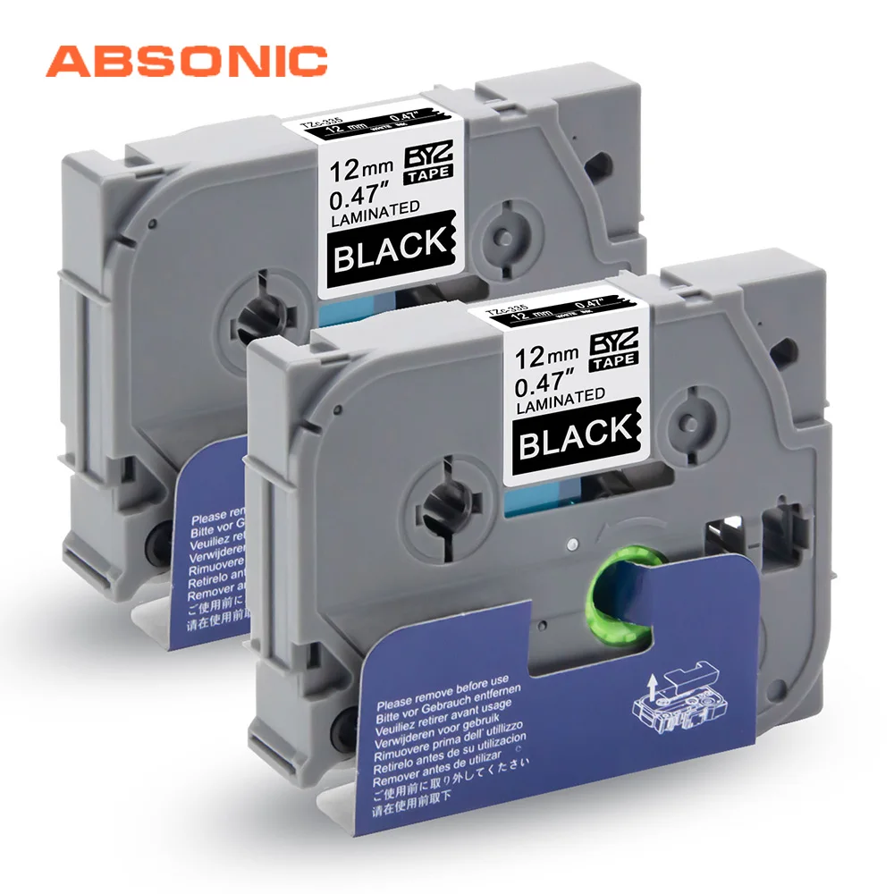 Absonic 2 шт. 12 мм TZe-335 TZ-335 с белыми пятнами черные этикетки ленты Brother P-Touch cube PT-D210 PT-H110 PT-D400 PT-D600 принтеры бирки