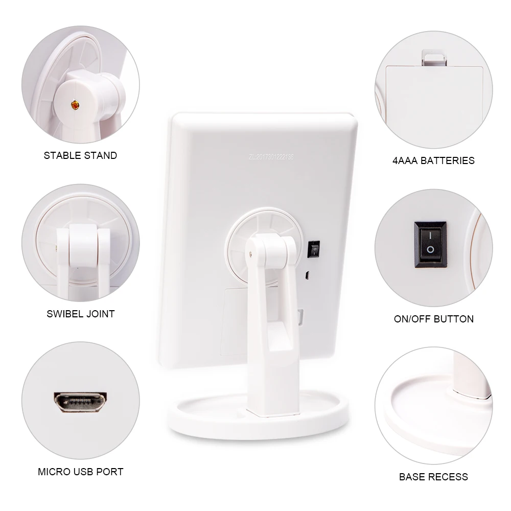  Professional 22 LED Makeup Mirror Light Portable Rotation Vanity Lights Lamp Touch Bright Adjustabl - 4000248998067