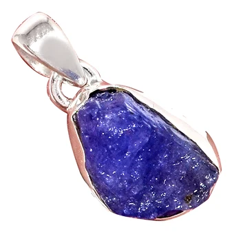 

Genuine TANZANITE ROUGH Pendant 925 Sterling Silver, Total Length : 24.5 mm, AP7180