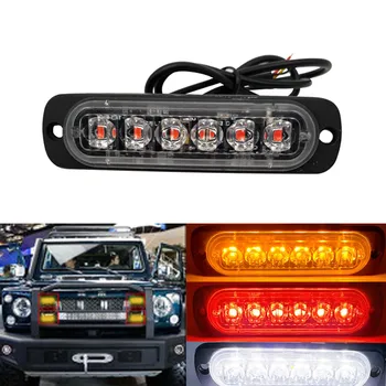 

4 PCS 12V 6LED Strobe Warning Light Flashing Emergency Indicator Lamp Car Truck Beacon Lamp Amber Traffic Police Light