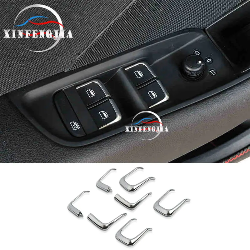 

For Audi A4 A5 Q5 B8 7x Chrome Door Window Lift Button Switch Sequin Cover Trim
