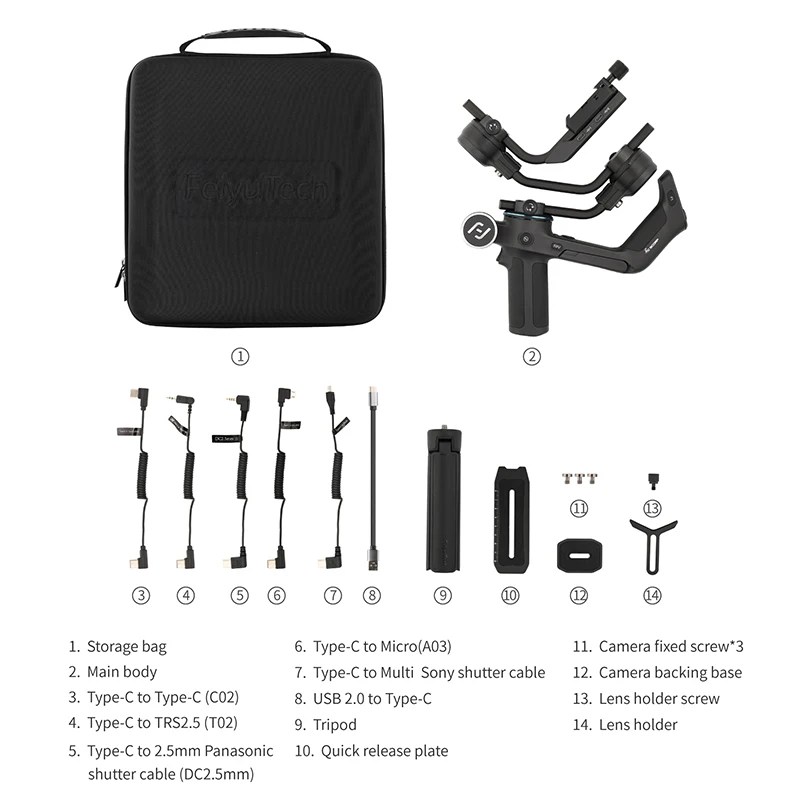 FeiyuTech Feiyu SCORP 3-Axis Handheld Gimbal Stabilizer Handle Grip Display Screen for DSLR Camera Sony/Canon with Pole Tripod