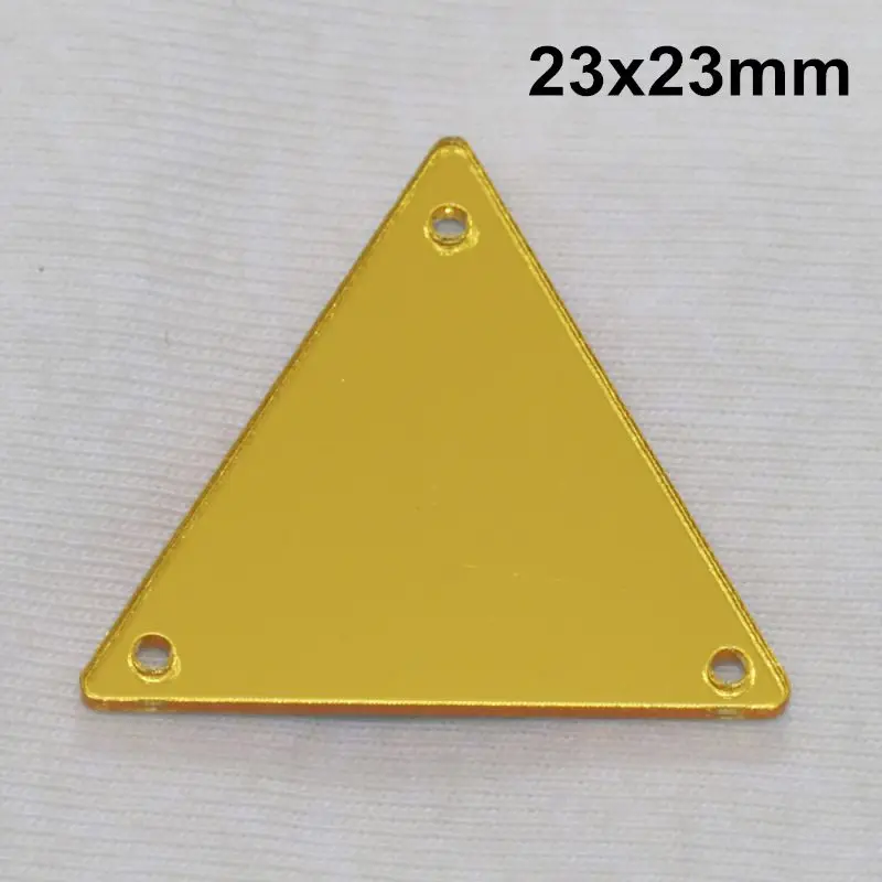 Золотое акриловое зеркало пришивные стразы DIY Flatback зеркальные акриловые пришивные стразы с отверстиями для шитья - Цвет: A12-23x23