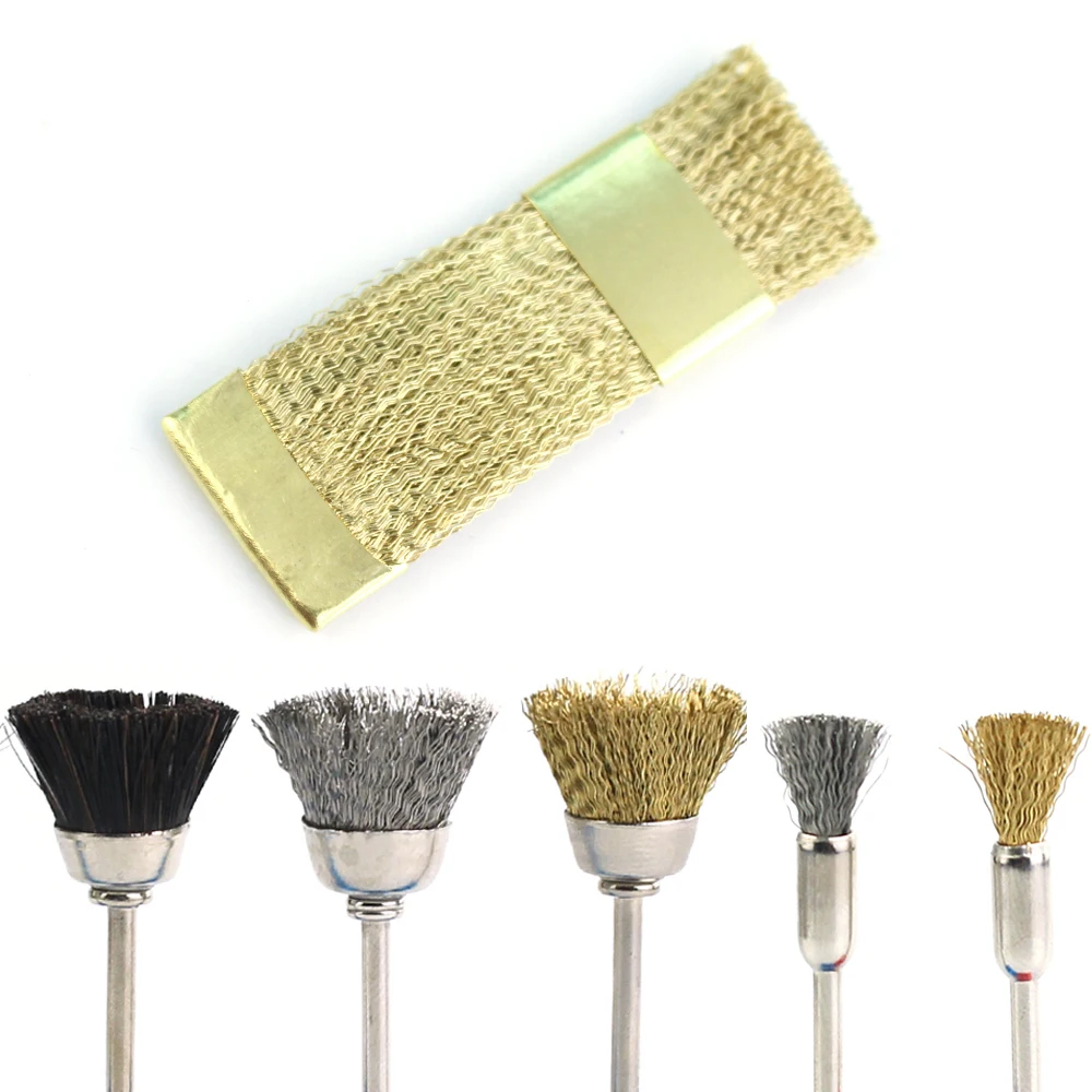 Brocas de alambre de Cobre dorado, cepillo de limpieza, Herramientas Portátiles, cortador de fresado para manicura, limpiador de brocas, 1 Uds.