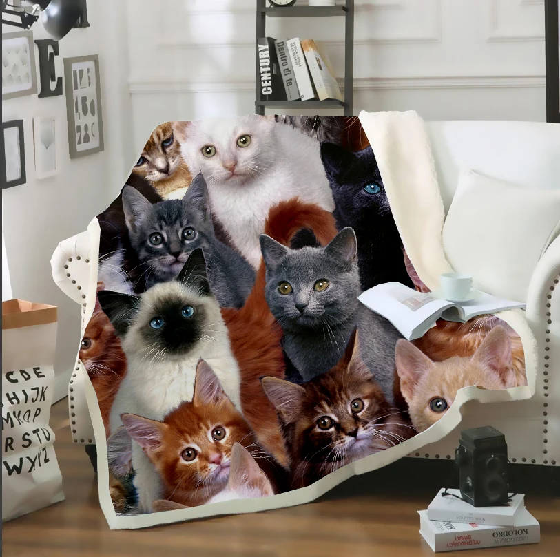 

Many Cat Fat Face Dogs Puppy Throw Blanket 3D Print Plush Sherpa Blanket Sofa Bed Chair Rest Bedspread Fleece Blanket Thin Quilt