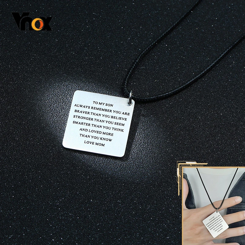 Ожерелья Vnox для мамы папы любви к моему сыну прочная металлическая квадратная