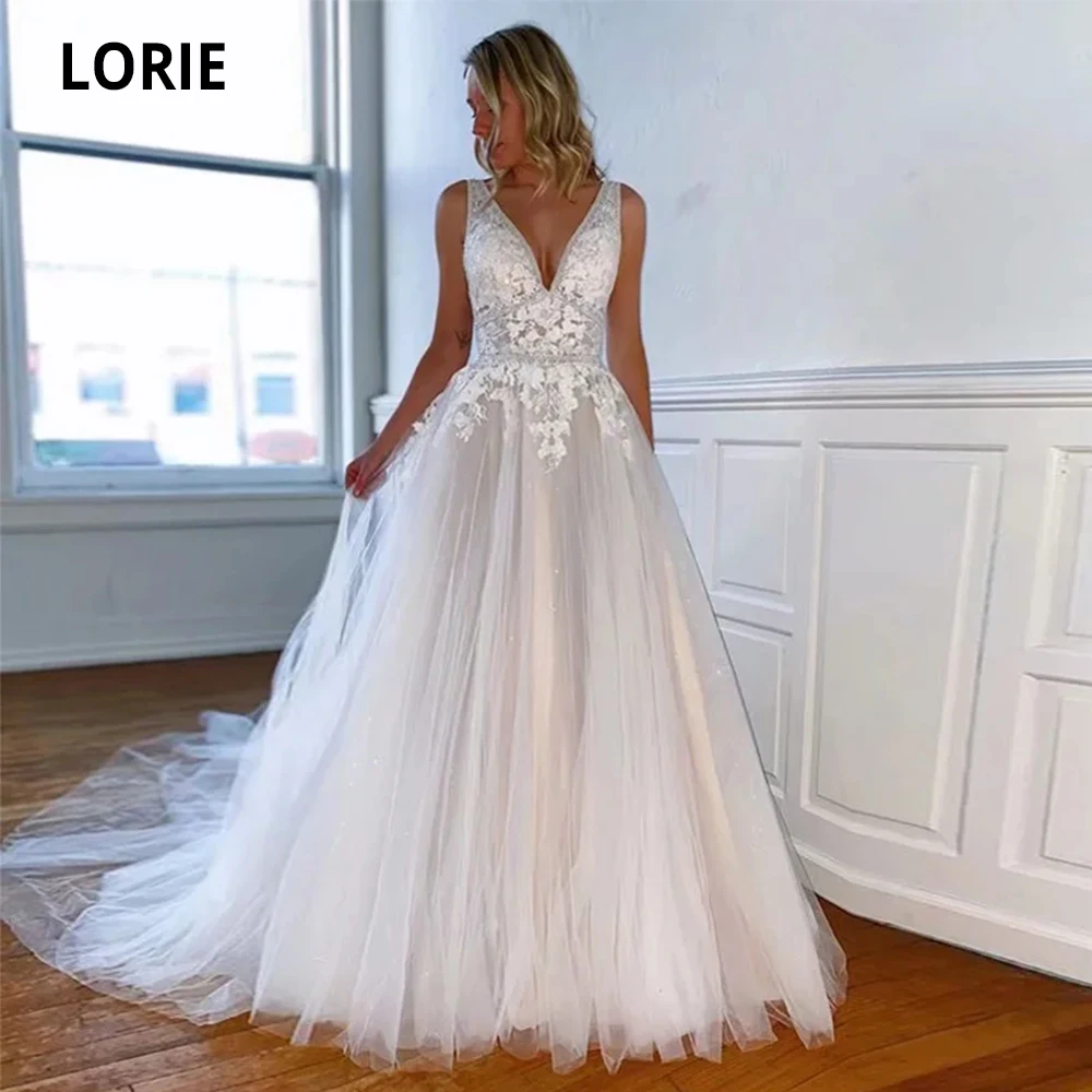 Платье свадебное кружевное с V-образным вырезом и аппликацией | Свадьбы торжества