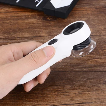 

Handheld Monoculars Jewelry Magnifier Reading Magnifier 40x LED Light Microscope Magnifier Glass Loupe Magnifier