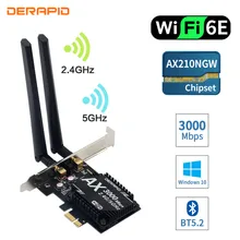 3000Mbps Wifi 6E escritorio PCIe adaptador Wifi inalámbrico Intel AX210 Bluetooth 5,2 AX200 tarjeta Wifi 2,4G/5G 802.11ax MU-MIMO