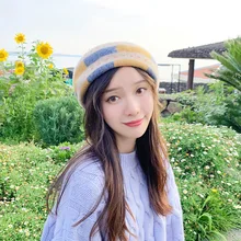 Женские Hariy, берет, шапка, осень, зима, шерсть, береты для девочек 90 s, повседневные, газетные шапки, Женская восьмиугольная шапка, живописные шапки, gorras