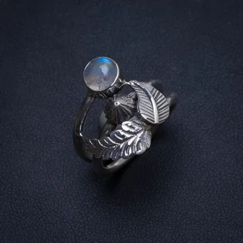 

Natural Rainbow Moonstone Handmade Indian 925 Sterling Silver Ring, US size 8 T6122