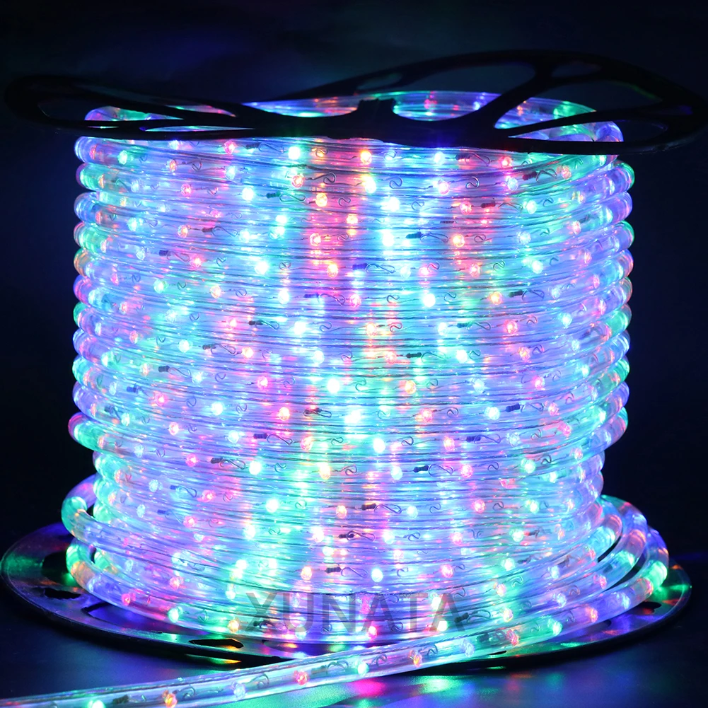 thumbnail image 2 of Tira de luces LED de 220 V para exteriores, resistente al agua, para jardín, iluminación de 360 grados, luces de neón con forma de arcoíris, 2 of 5