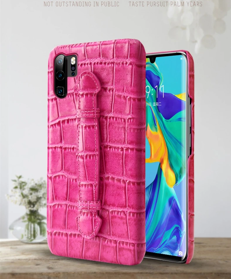 BuzzLee чехол для huawei P30 pro P30, Роскошный чехол из натуральной кожи с бамбуковым узором, Твердый чехол для телефона с ремешком на руку