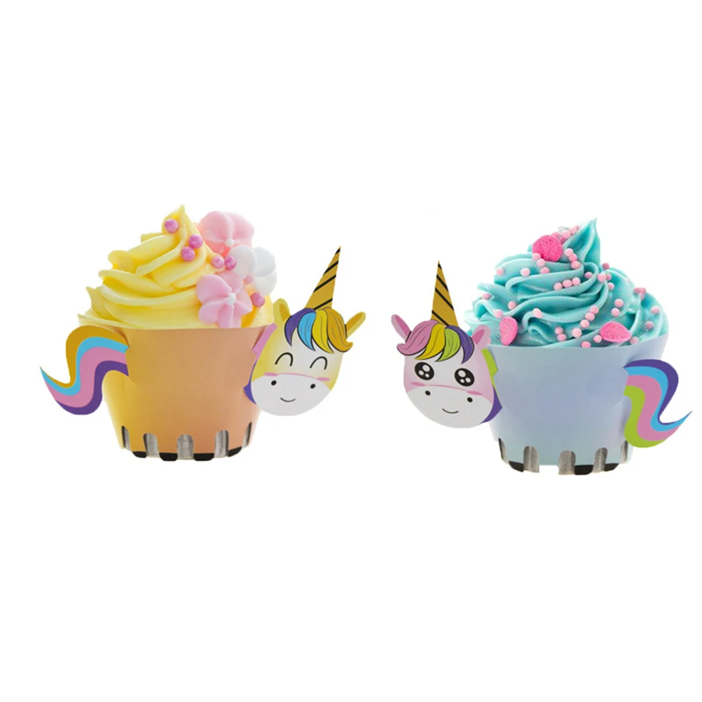 12pcs Lovely Unicorn Cupcake Wrapper Cake Paper Cups Cute Muffin Cup Liners Party Supplies For Baby Shower Wedding Kids Birthday